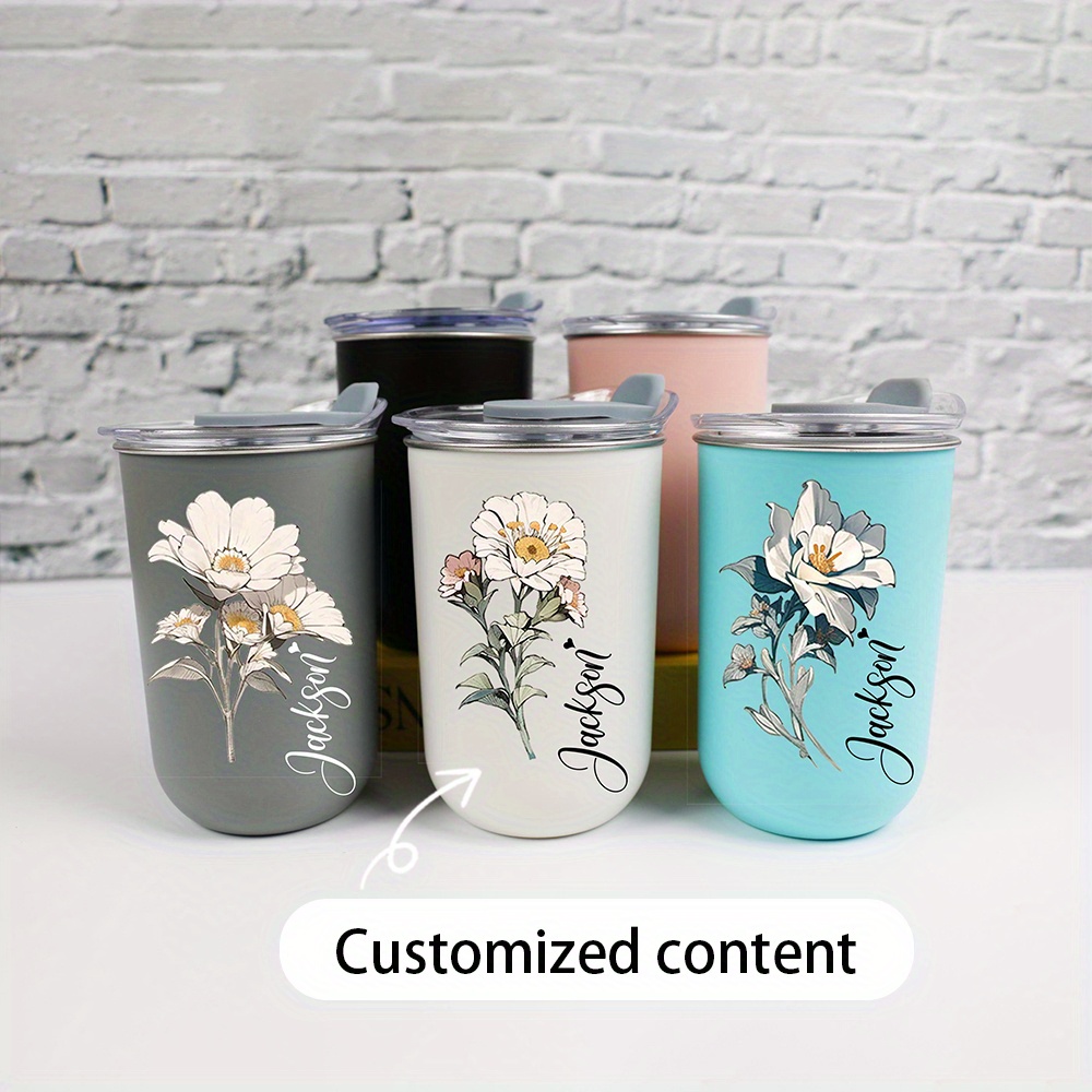Coffee Equipment Gift - Custom Name Vintage White Floral Stainless