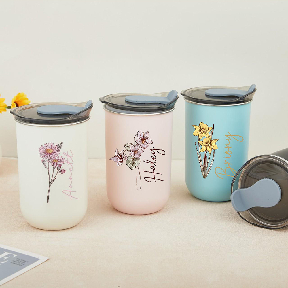 Custom Birth Flower Stainless  - Coffee Equipment Gift review and price